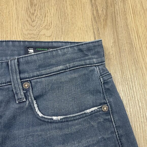 G-Star RAW 3301 Slim Jeans Mens 32x30 Blue Distressed Repair Italian Fabric - Picture 6 of 15